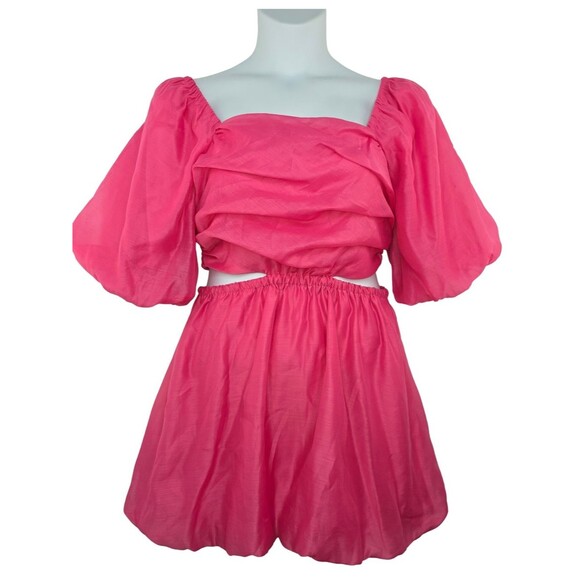a new day Dresses & Skirts - A New Day Size L Pink Puff Sleeve Cutout Bubble Dress 3804-CV